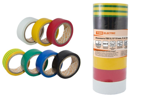 Изолента ПВХ 0,15х19мм (набор 7 цветов) 5мТДМ                                        