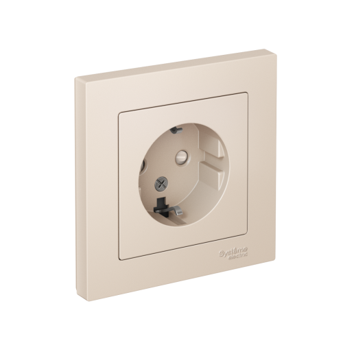 Розетка с/у AtlasDesign 1м с/з с з/ш бежевый IP20 в сборе 16А (упак-15шт) SchE                                        