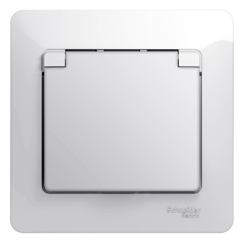 Розетка с/у GLOSSA 1м с/з с з/ш белый IP20 в сборе 16А с защ.крыш. (упак-15шт) SchE                                        