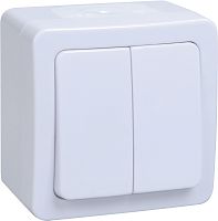 Выключатель о/у ГЕРМЕС PLUS 2кл белый IP54 10А ИЭК          