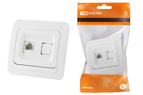 Розетка с/у Валдай RJ45 1м белый (комп.) ТДМ                                        