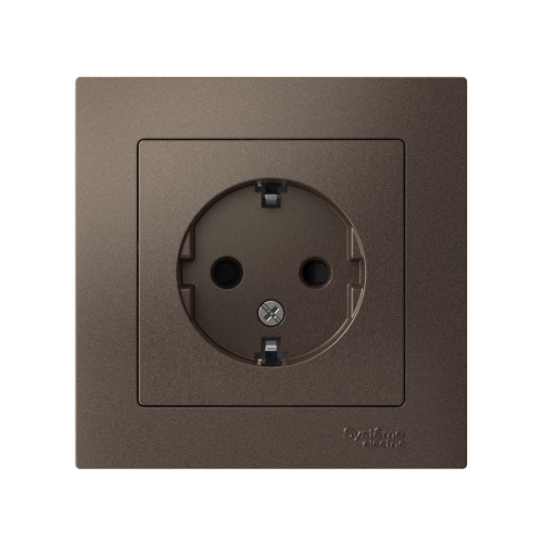 Розетка с/у AtlasDesign 1м с/з с з/ш мокко IP20 в сборе 16А (упак-10шт) SchE                                         фото 2                    