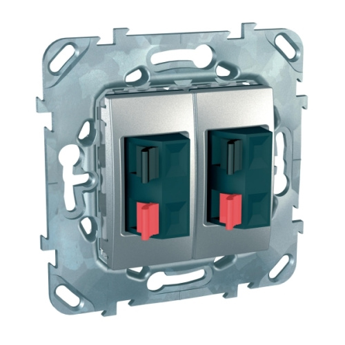 Розетка с/у Unica аудио 2м алюминий механизм SchE                                         фото 3                    