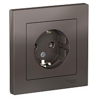 Розетка с/у AtlasDesign 1м с/з с з/ш мокко IP20 в сборе 16А (упак-10шт) SchE          