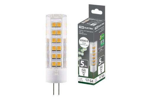 Лампа светодиодная G4-5 Вт-AC/DC 12 В-6500 К, SMD, 16x57 мм ТДМ                                        