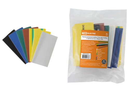 Термоусаживаемая трубка 30/15 набор (7 цветов по 3 шт. 100мм) ТУТнг ТДМ                                        