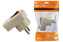 Вилка угловая с выключателем 16А 250В с/з белая ТДМ          