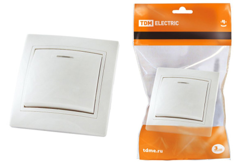 Выключатель с/у Таймыр 1кл белый IP20 10А с инд. ТДМ                                        