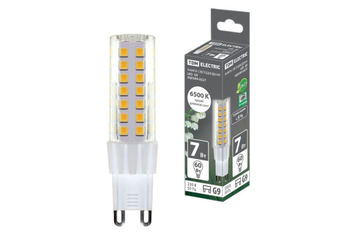 Лампа светодиодная G9-7 Вт-230 В-6500 К, SMD, 17,5x65,5 мм ТДМ                                        