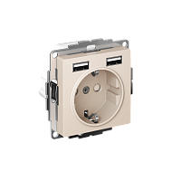 Розетка с/у AtlasDesign 1м с/з с з/ш + 2 USB бежевый IP20 механизм 16А SchE          