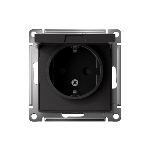 Розетка с/у AtlasDesign 1м с/з с з/ш карбон IP20 механизм 16А с защ.крыш. (упак-5шт) SchE                                         фото 2                    