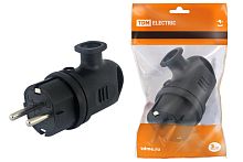 Вилка угловая с ушком каучук 2Р+РЕ 16А 250В IP44 ТДМ(24упак)          