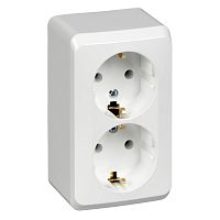 Розетка о/у Этюд 2м с/з белый IP20 16А (упак-16шт) SchE          