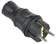 Вилка прямая 16А IP44 каучук черная GENERICA          