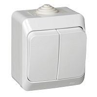 Выключатель о/у Этюд 2кл белый IP44 10А (упак-14шт) SchE          