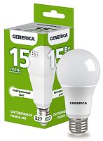 Лампа светодиодная  15Вт E27 A60 4000К (упак-100шт) GENERICA          