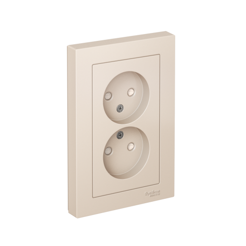 Розетка с/у AtlasDesign 2м б/з с з/ш бежевый IP20 в сборе 16А (упак-15шт) SchE                                        