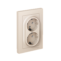 Розетка с/у AtlasDesign 2м с/з бежевый IP20 в сборе 16А (упак-10шт) SchE          