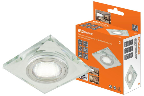 Светильник встраиваемый Gu5.3 MR16 СВ 03-02 зеркальный/хром, квадратный ТДМ                                        