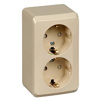 Розетка о/у Этюд 2м с/з с з/ш кремовый IP20 16А (упак-16шт) SchE          