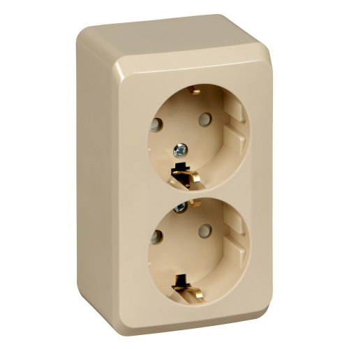Розетка о/у Этюд 2м с/з с з/ш кремовый IP20 16А (упак-16шт) SchE                                        