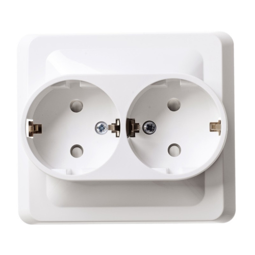 Розетка с/у Этюд 2м с/з с з/ш белый IP20 16А (упак-15шт) SchE                                         фото 2                    