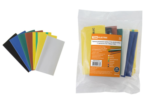 Термоусаживаемая трубка 40/20 набор (7 цветов по 3 шт. 100мм) ТУТнг ТДМ                                        