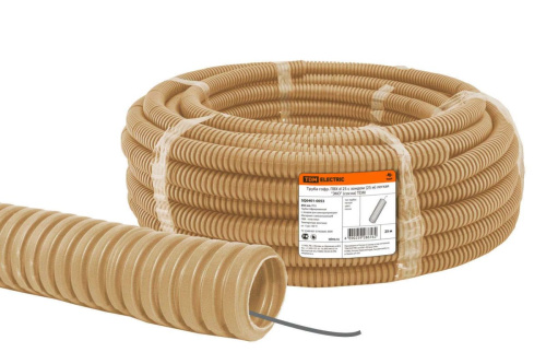 Труба гофрированная ПВХ с зондом 25 (25м) легкая "ЭКО" сосна ТДМ                                        