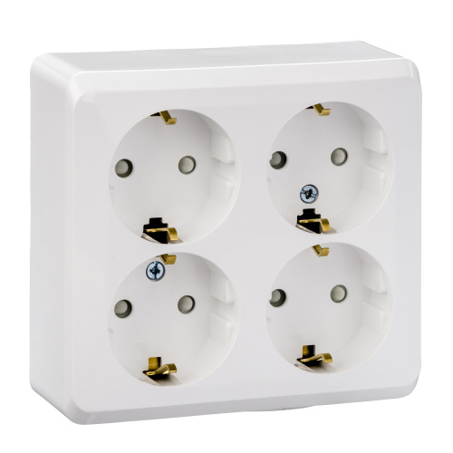 Розетка о/у Этюд 4м с/з с з/ш белый IP20 16А (упак-5шт) SchE                                        