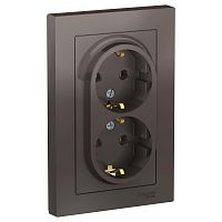 Розетка с/у AtlasDesign 2м с/з мокко IP20 в сборе 16А (упак-6шт) SchE          