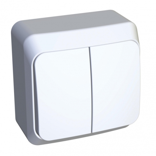 Выключатель о/у Этюд 2кл белый IP20 10А (упак-25шт) SchE                                         фото 4                    