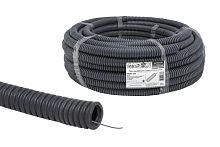 Труба гофрированная ПВХ с зондом 32 (25м) легкая народная черная ТДМ          