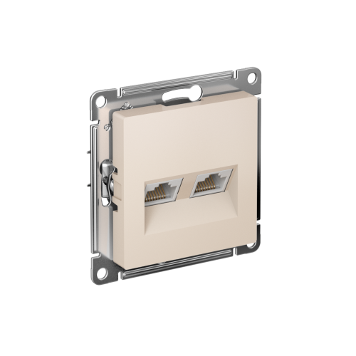 Розетка c/у AtlasDesign RJ45 2м бежевый механизм кат.5E (комп.) (упак-5шт) SchE                                        