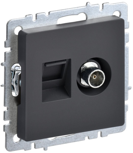 Розетка с/у BRITE TV + RJ45 1м графит, механизм ИЭК                                        