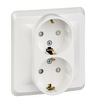 Розетка с/у Этюд 2м с/з с з/ш белый IP20 16А (упак-15шт) SchE          