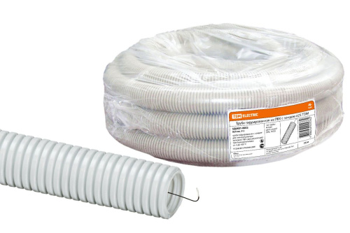 Труба гофрированная ПВХ с зондом 25 (75м) легкая серая ТДМ                                        