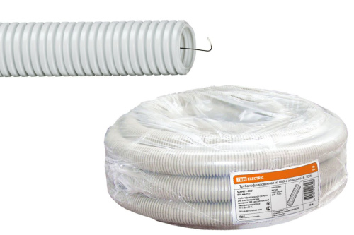 Труба гофрированная ПВХ с зондом 16 (20м) легкая серая ТДМ                                        