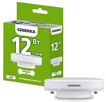 Лампа светодиодная  12Вт GX53 Т80 4000K (упак-100шт) GENERICA          