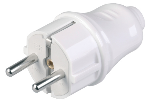 Вилка прямая 16А 250В с/з белая ИЭК                                        