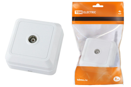 Розетка о/у Ладога TV 1м белый простая IP20 (0-2400 Гц,  "мама") ТДМ                                        