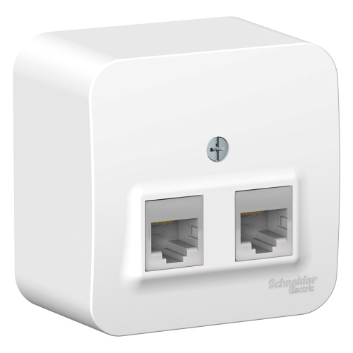 Розетка о/у Бланка RJ45 2м белый в сборе кат.5E (комп.) изол. пл. (упак-12шт) SchE                                        