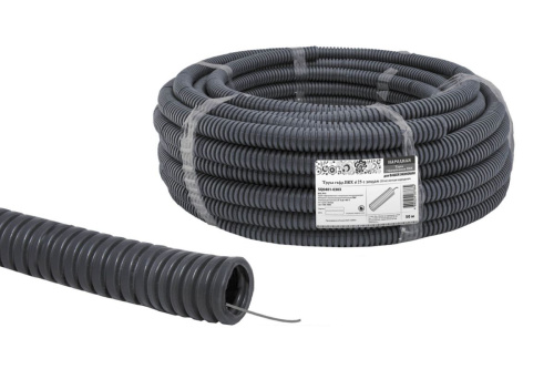 Труба гофрированная ПВХ с зондом 25 (50м) легкая народная черная ТДМ                                        