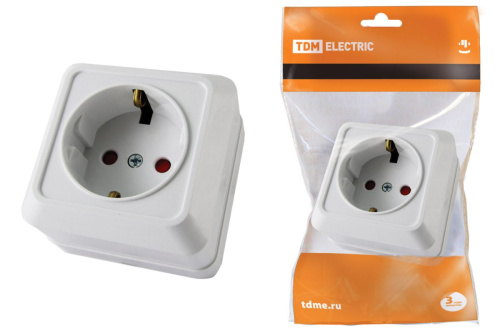 Розетка о/у Ладога 1м с з/к с з/ш белая IP20 16А ТДМ                                        