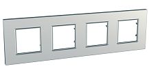Рамка Unica Quadro 4м серебро универсальная SchE          