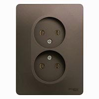 Розетка с/у GLOSSA 2м б/з шоколад IP20 в сборе 16А 250В SchE          