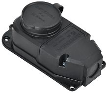 Розетка (колодка) с защитной крышкой 16А IP44 каучук черная GENERICA          