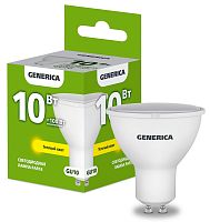 Лампа светодиодная  10Вт GU10 PAR16 3000К GENERICA          