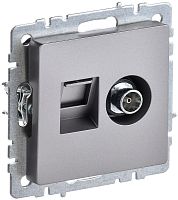 Розетка с/у BRITE TV + RJ45 1м сталь, механизм ИЭК          