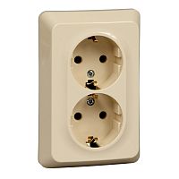 Розетка с/у Этюд 2м с/з кремовый IP20 16А (упак-10шт) SchE          