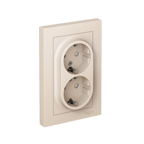 Розетка с/у AtlasDesign 2м с/з с з/ш бежевый IP20 в сборе 16А (упак-10шт) SchE                                        